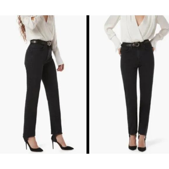 Favorite Daughter NWOT Evelyn High Rise Straight Leg Stirrup Jeans Storm Black - Picture 1 of 10